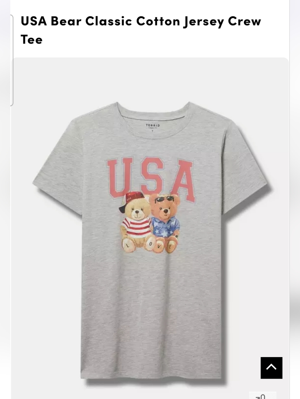 USA Bear Graphic Crew Tee - Gray with Pink USA